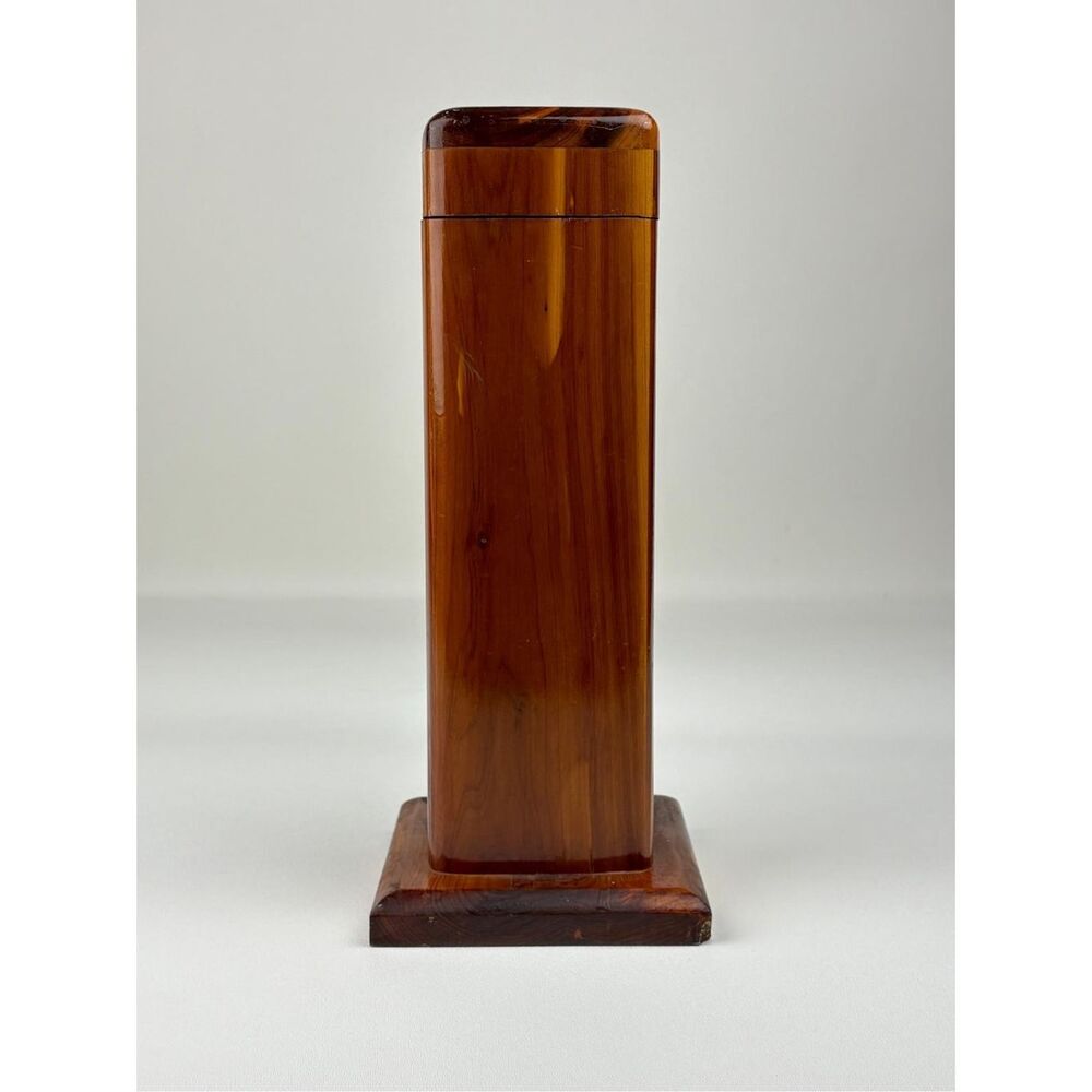 Vintage Wood Fireplace Accessory Tool Holder MatchBox Matchstick Tall 13in